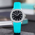 3.Junheya is suitable for Patek Philippe grenade series watch straps, men's curved fluororubber folding Tiffany blue+buckle free