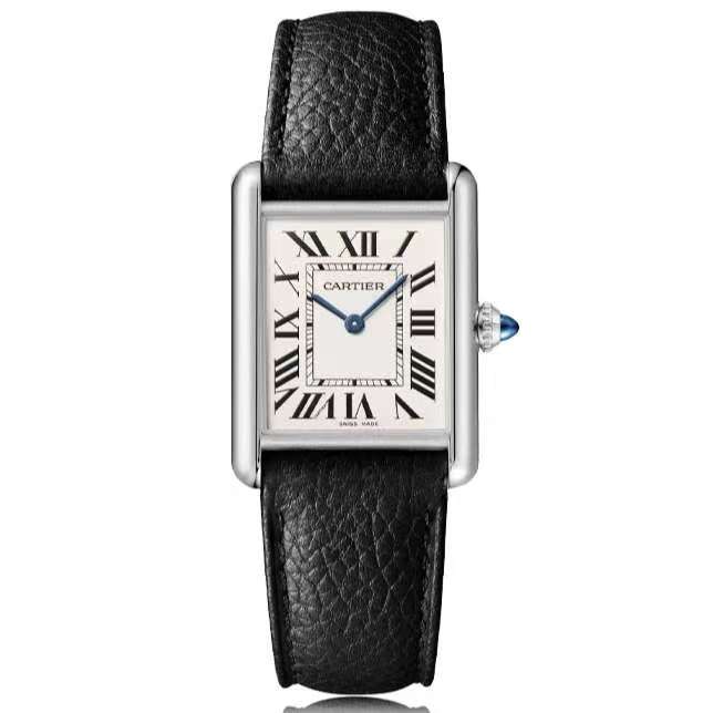 46 Cartier Tank Must Quartz Mechanical Stainless Steel Leather Strap Watch